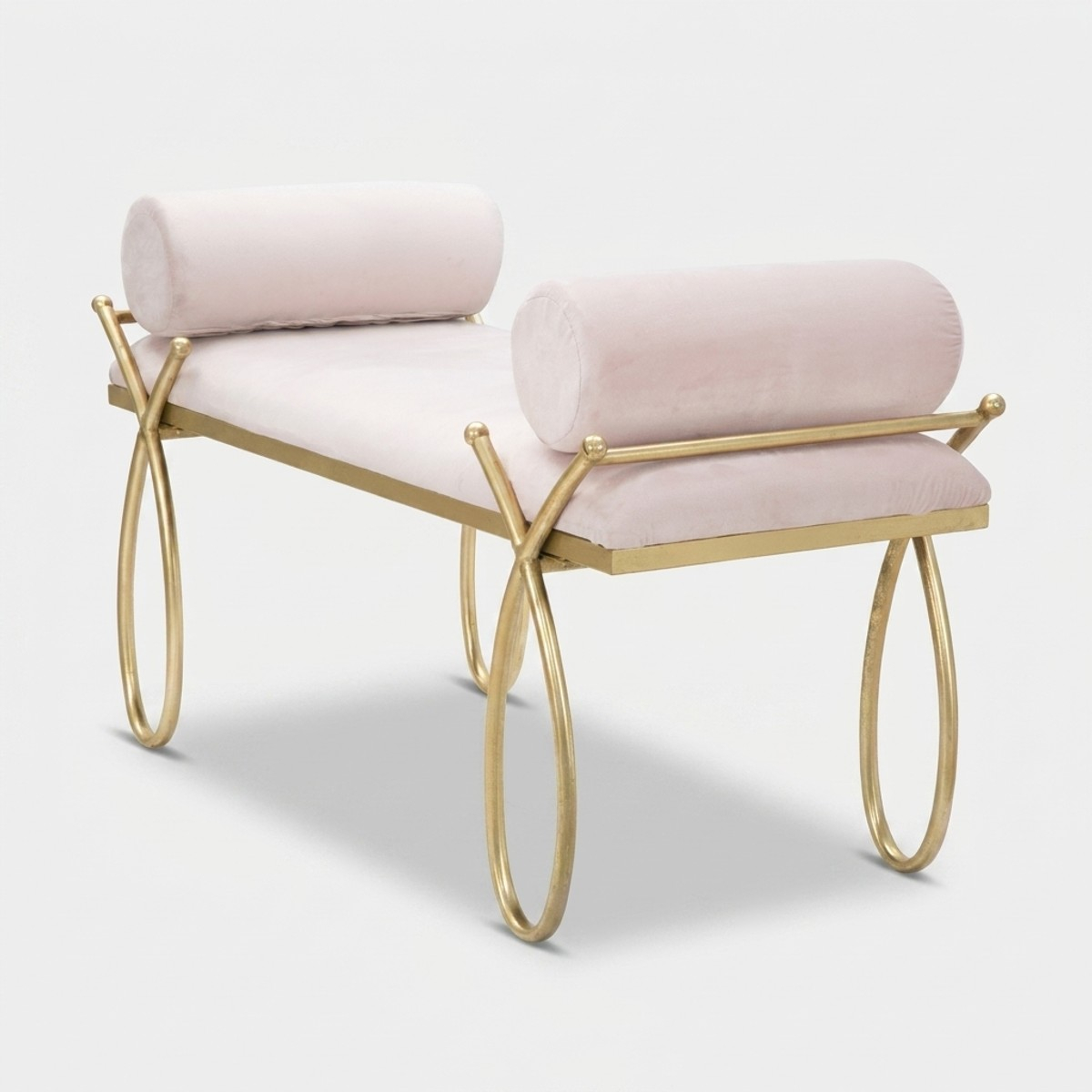 Banco tapizado de terciopelo con cojines decorativos Ribbon