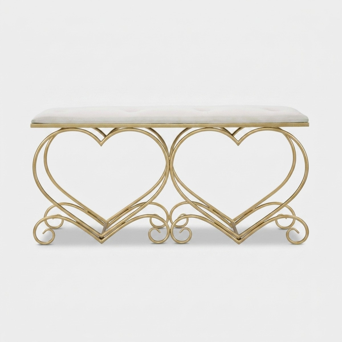 Banco tapizado de terciopelo y metal para dormitorio Heart