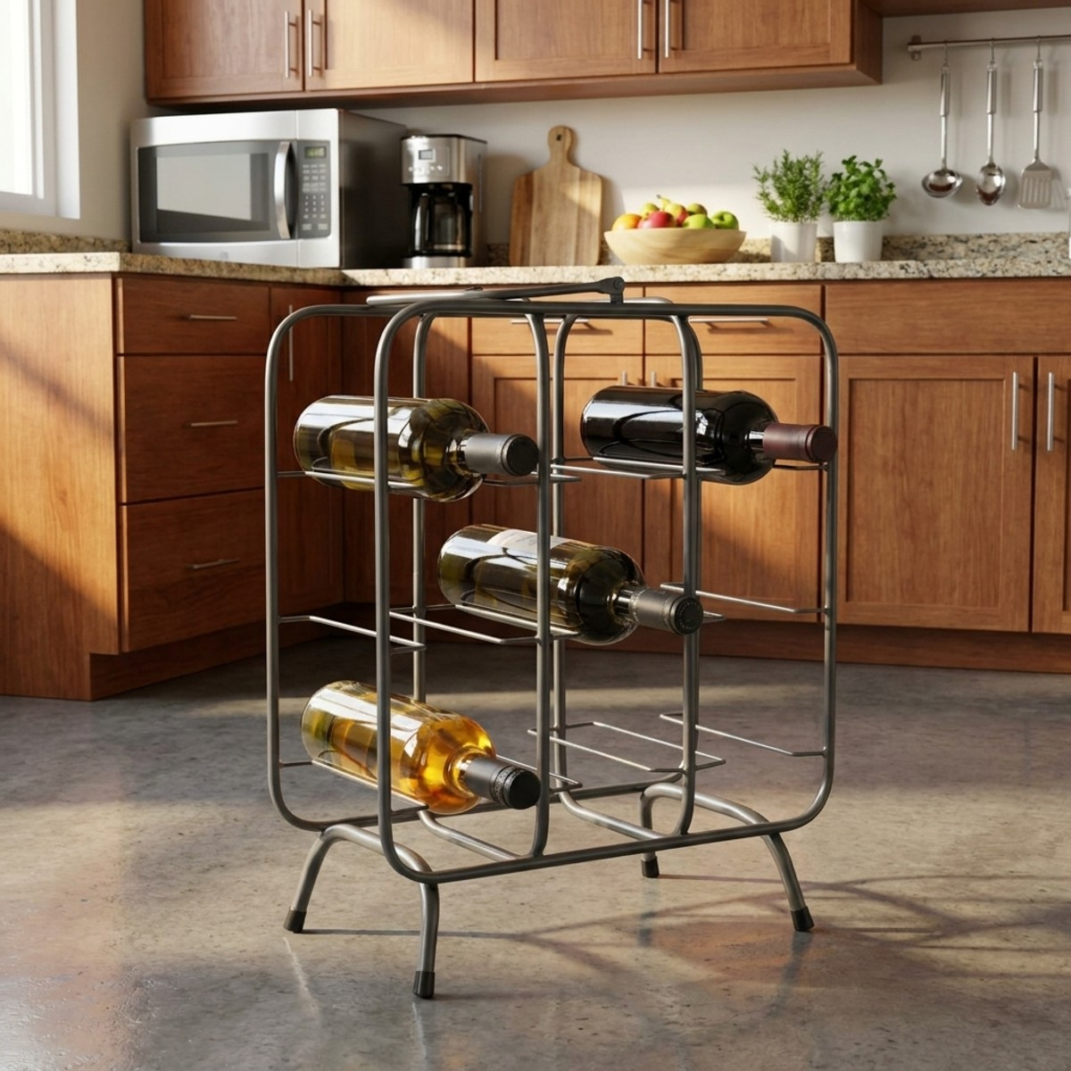 Freistehender Weinflaschenhalter aus Metall für 9 Flaschen Rack