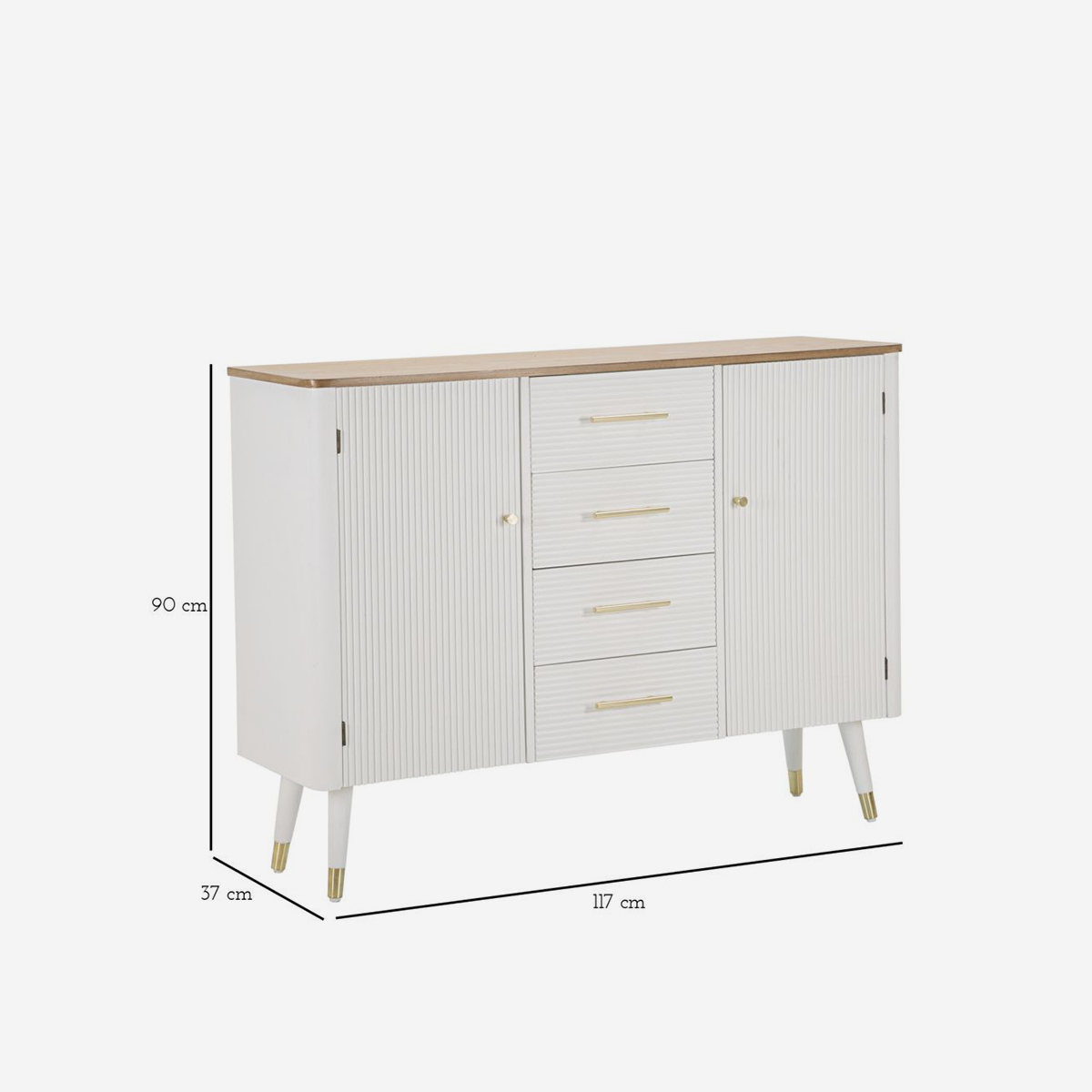 Aparador de salón Matera de madera con 2 puertas y 4 cajones