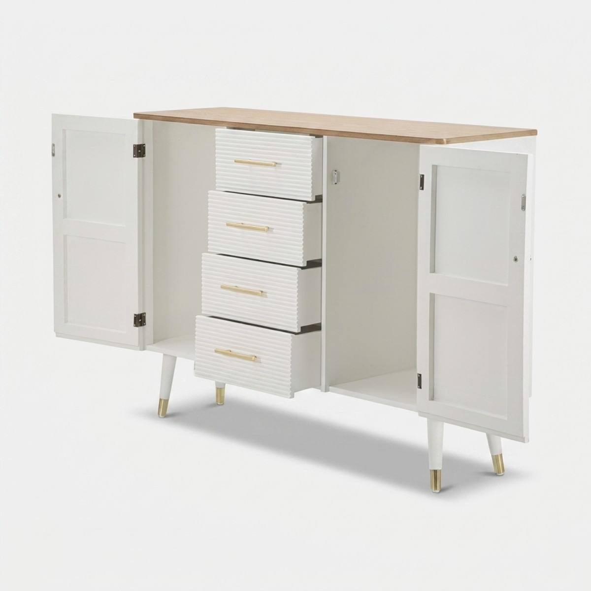 Wohnzimmer-Sideboard Matera aus Holz mit 2 Türen und 4 Schubladen