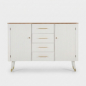 Buffet de salon en bois Matera avec 2 portes et 4 tiroirs