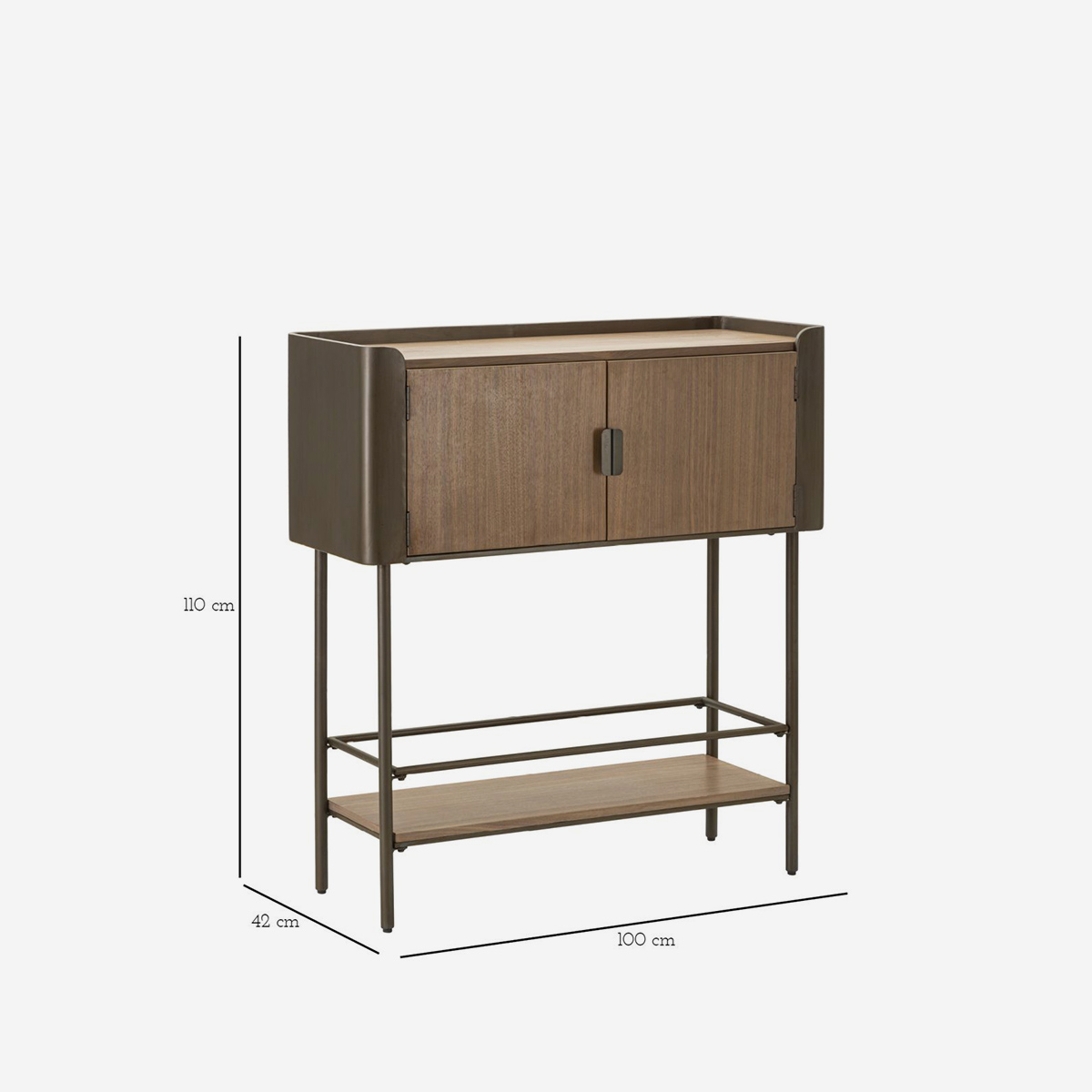 Credenza mobiletto in legno e metallo 100x42x110 cm Toronto