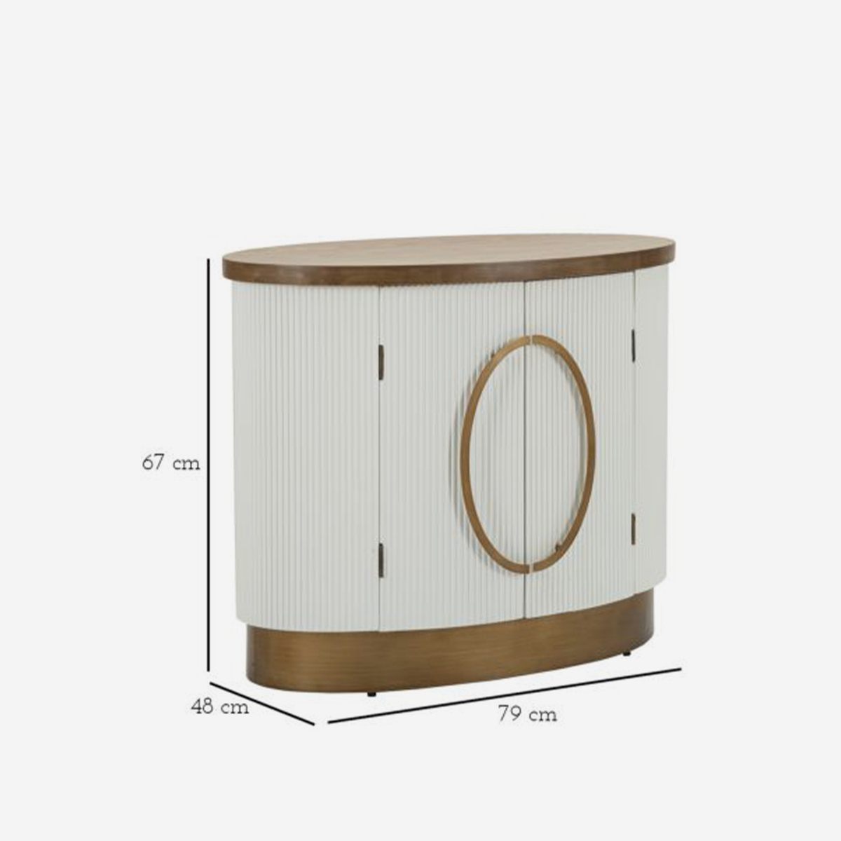 Sideboard Tolosa mit 2 ovalen Türen aus Holz und Metall