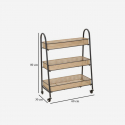 Carrito auxiliar de cocina de metal con 3 estantes Fuji