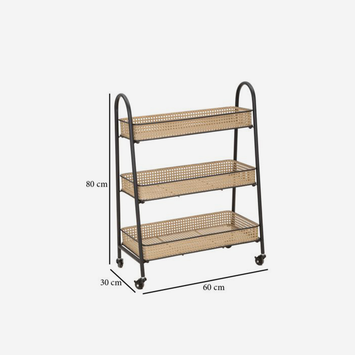 Carrito auxiliar de cocina de metal con 3 estantes Fuji