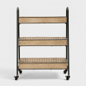 Carrito auxiliar de cocina de metal con 3 estantes Fuji