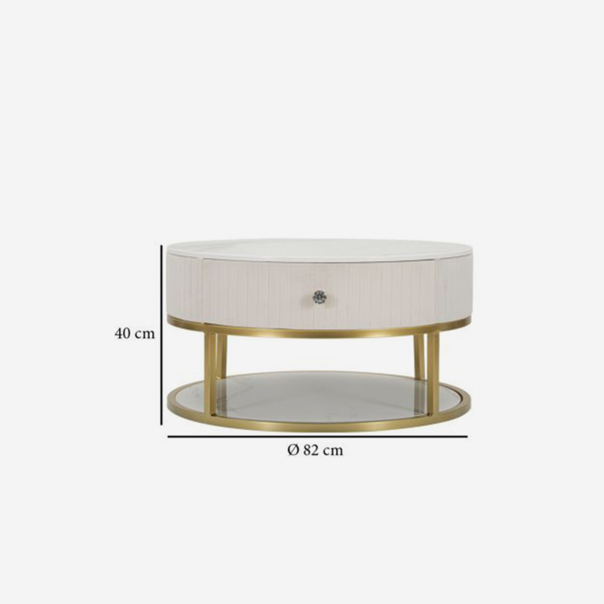 Mesa de centro redonda con cajón Montpellier