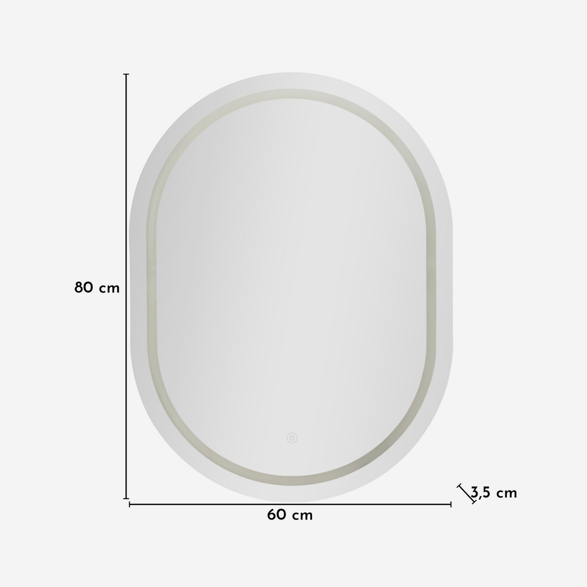 Miroir mural LED ovale 60x80 cm Simple Ovale