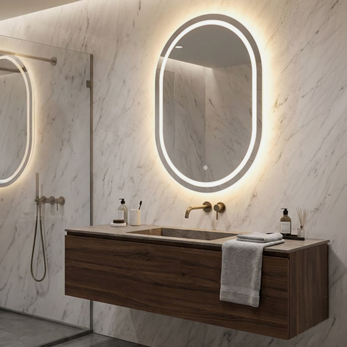 Miroir mural LED ovale 60x80 cm Simple Ovale