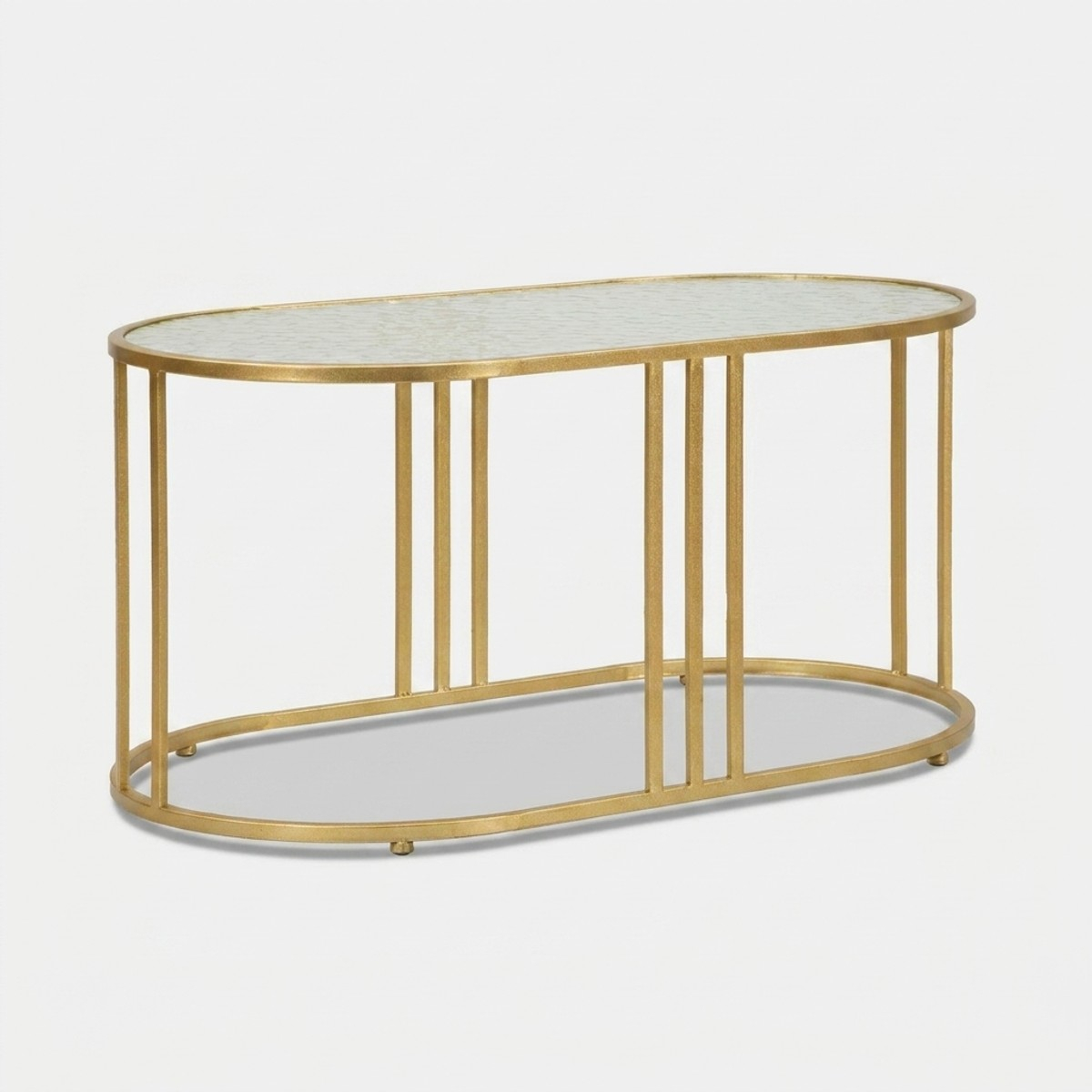 Ovaler Couchtisch aus Eisen und Glas Antalia
