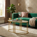 Table basse ovale en fer et verre Antalia