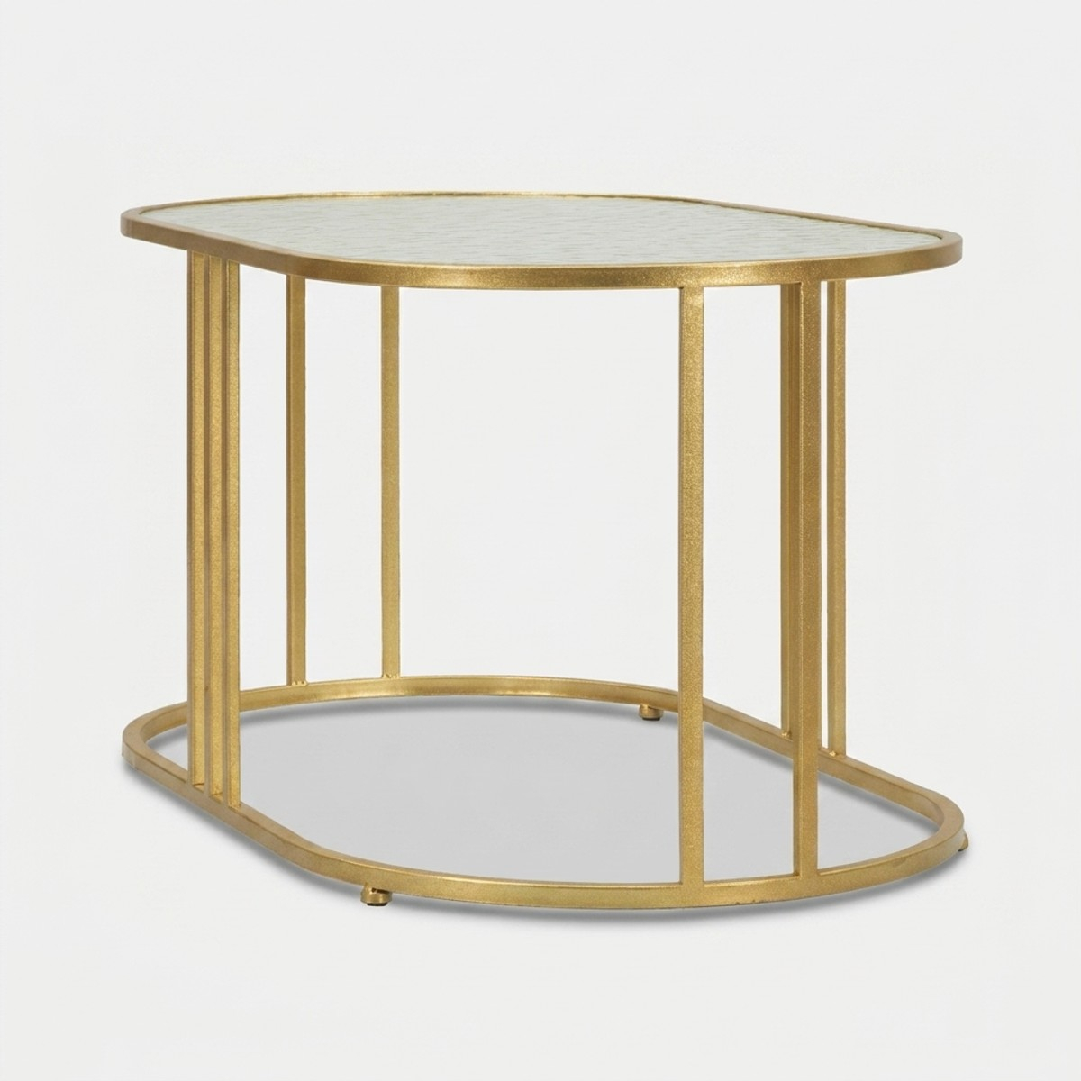 Table basse ovale en fer et verre Antalia