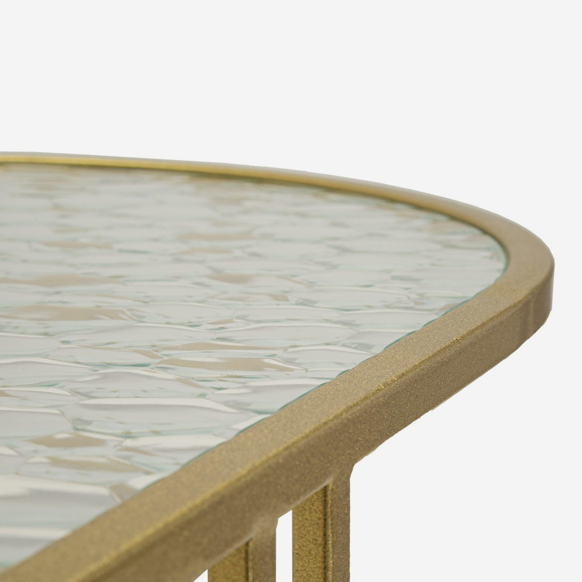 Ovaler Couchtisch aus Eisen und Glas Antalia