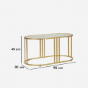 Ovaler Couchtisch aus Eisen und Glas Antalia
