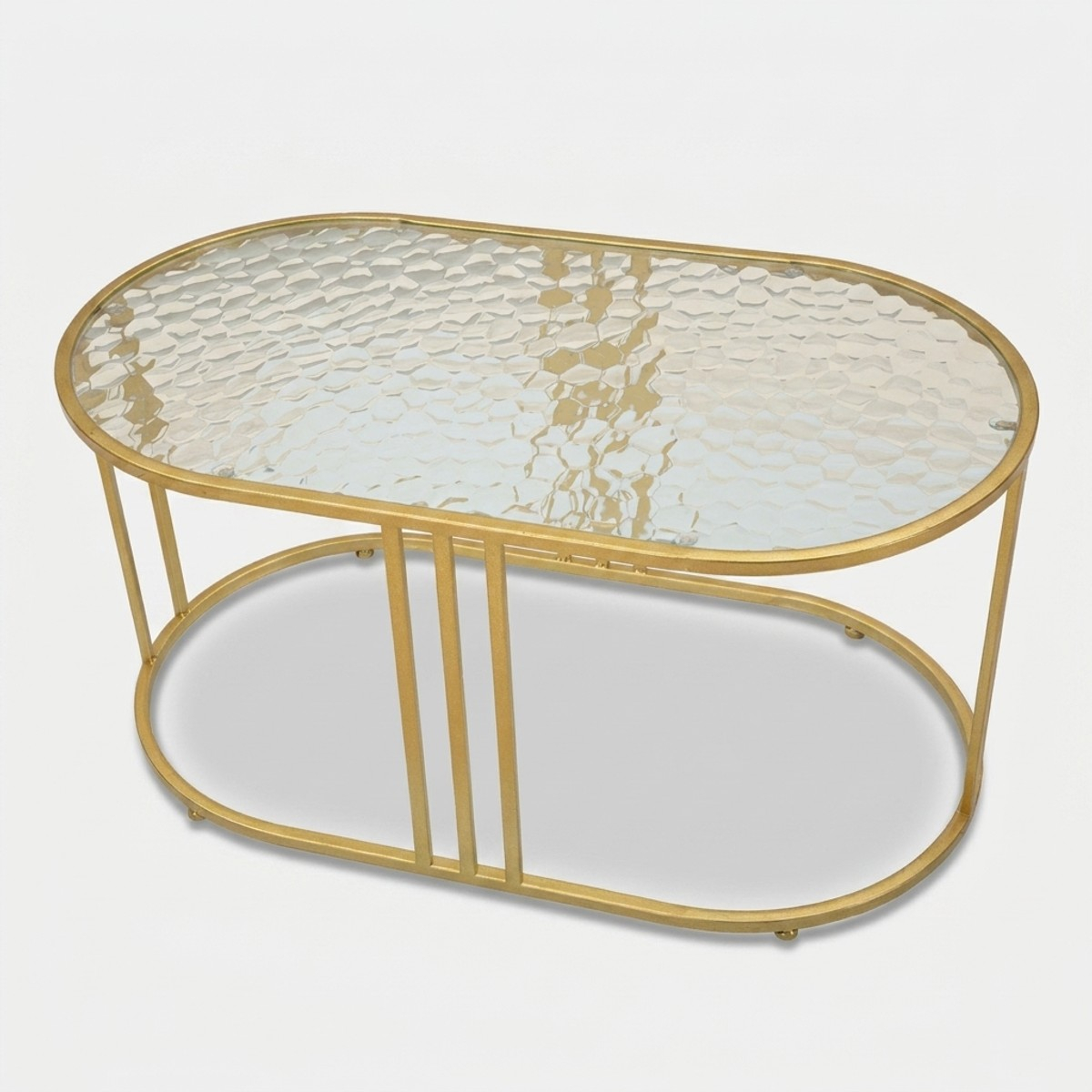 Ovaler Couchtisch aus Eisen und Glas Antalia