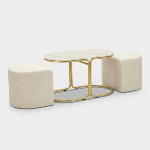 Couchtisch 2 Poufs