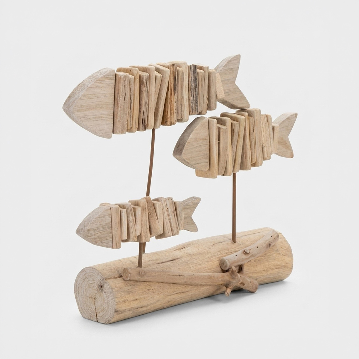 Escultura decorativa de madera con forma de peces Pesci