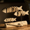 Escultura decorativa de madera con forma de peces Pesci