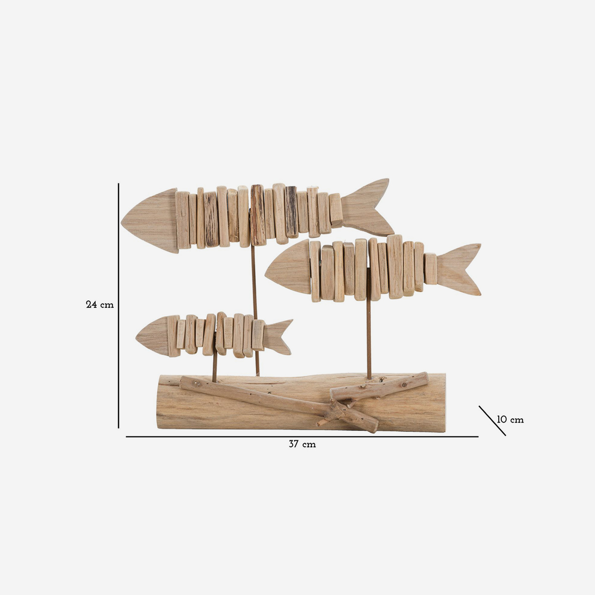 Escultura decorativa de madera con forma de peces Pesci