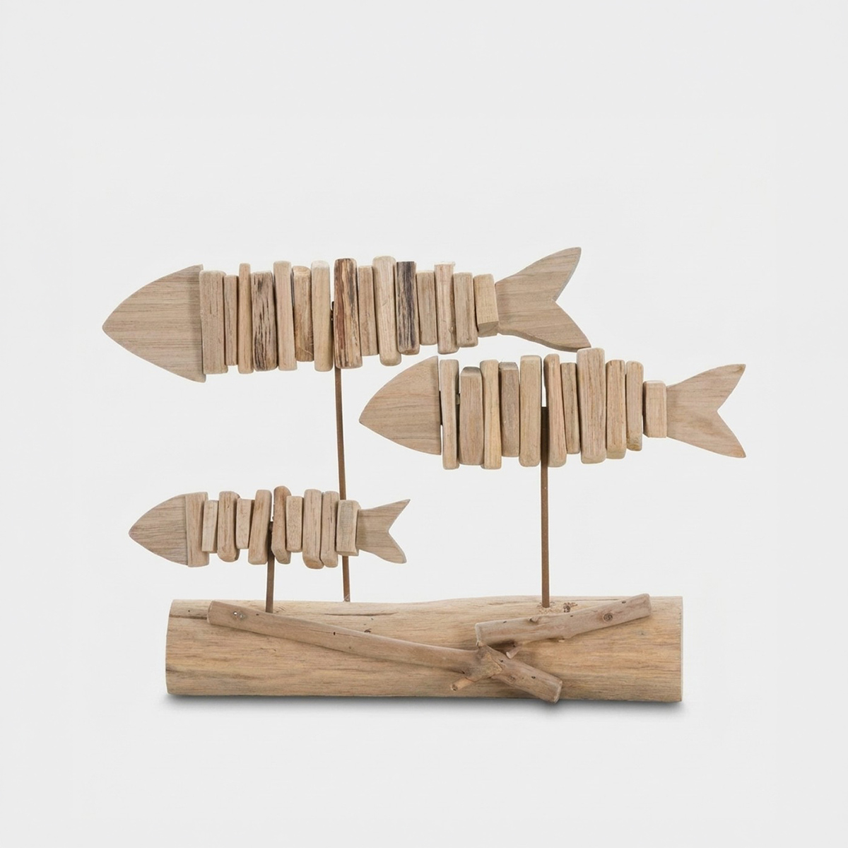 Escultura decorativa de madera con forma de peces Pesci
