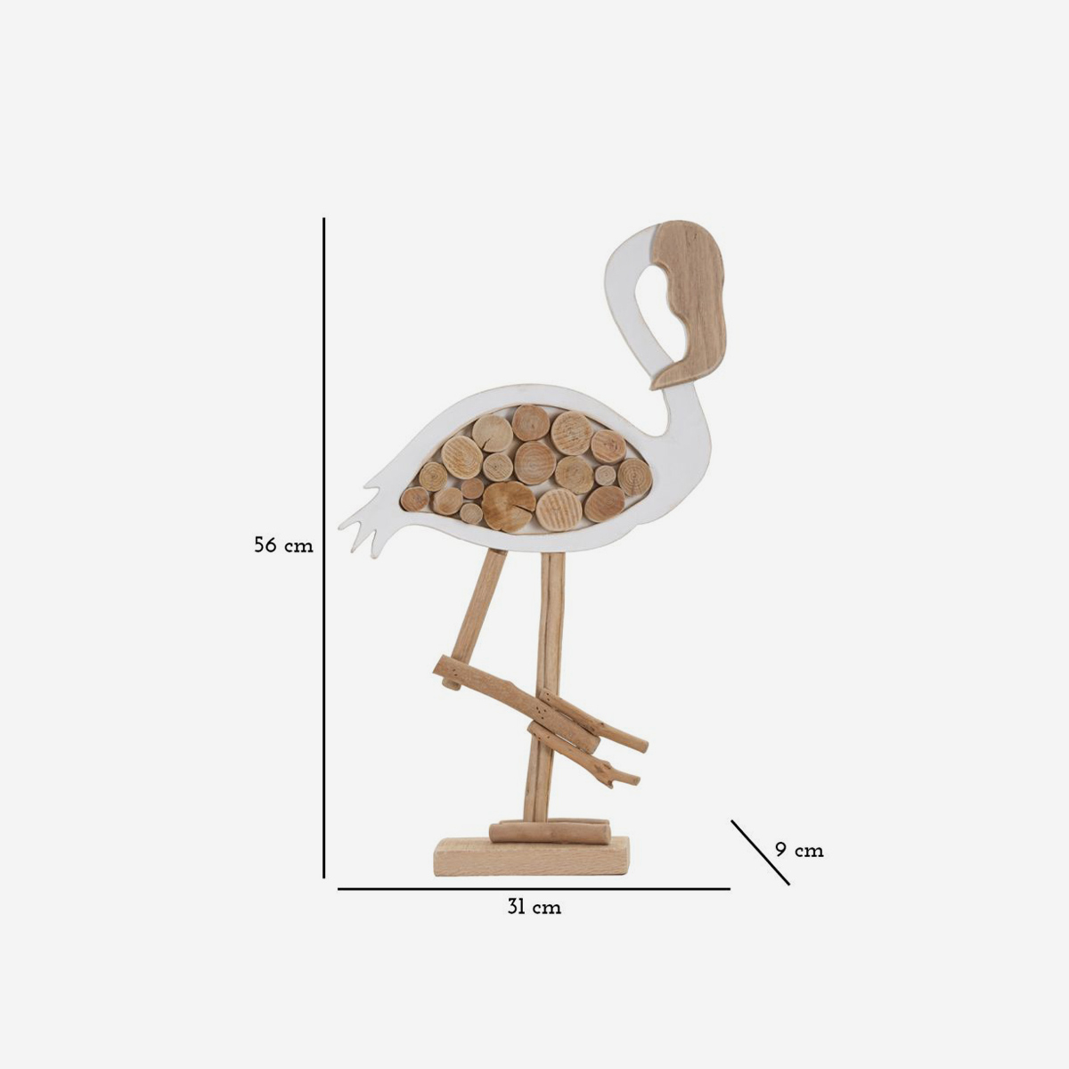 Escultura decorativa de flamenco en madera Flamingo