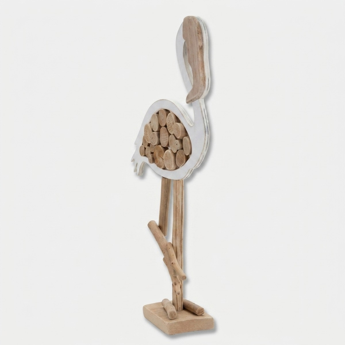 Escultura decorativa de flamenco en madera Flamingo