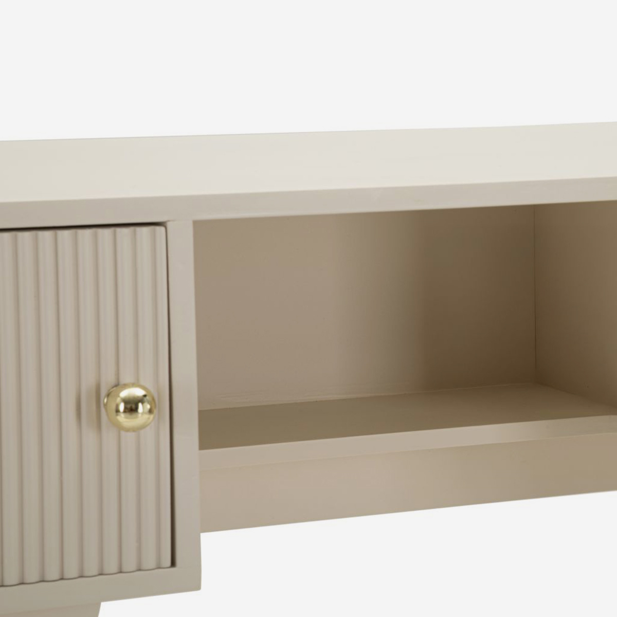 Tocador de maquillaje con puertas y compartimento abierto Shy
