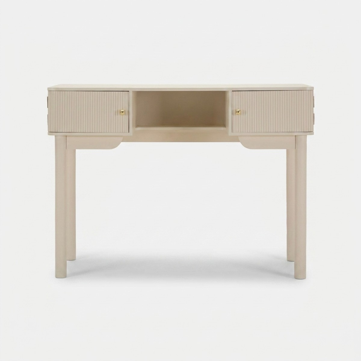 Tocador de maquillaje con puertas y compartimento abierto Shy