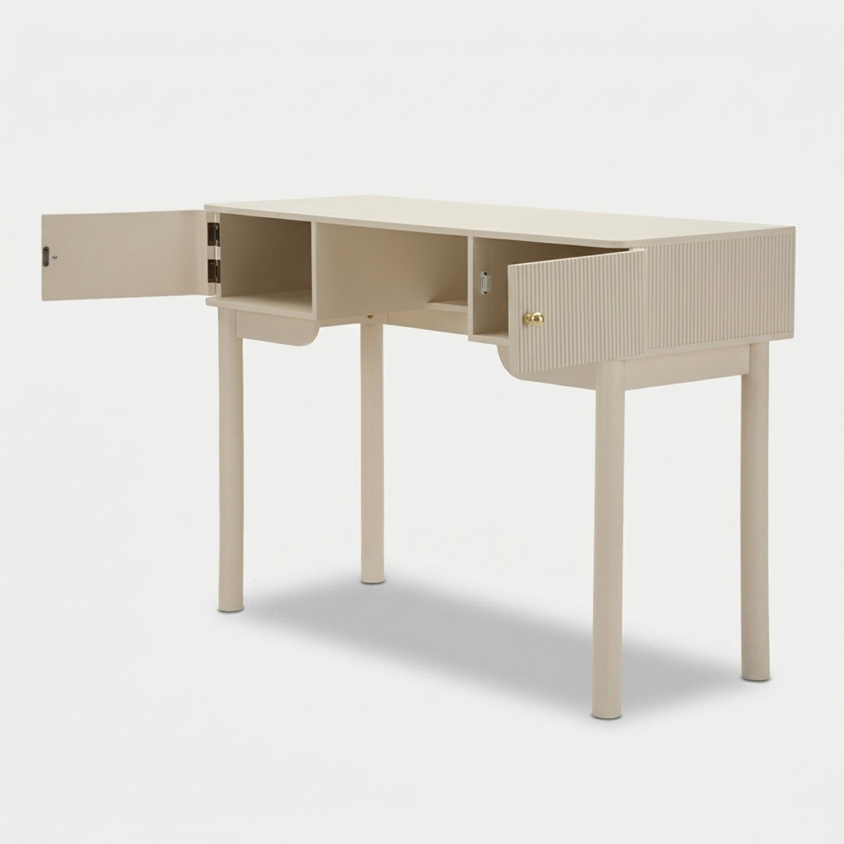 Tocador de maquillaje con puertas y compartimento abierto Shy