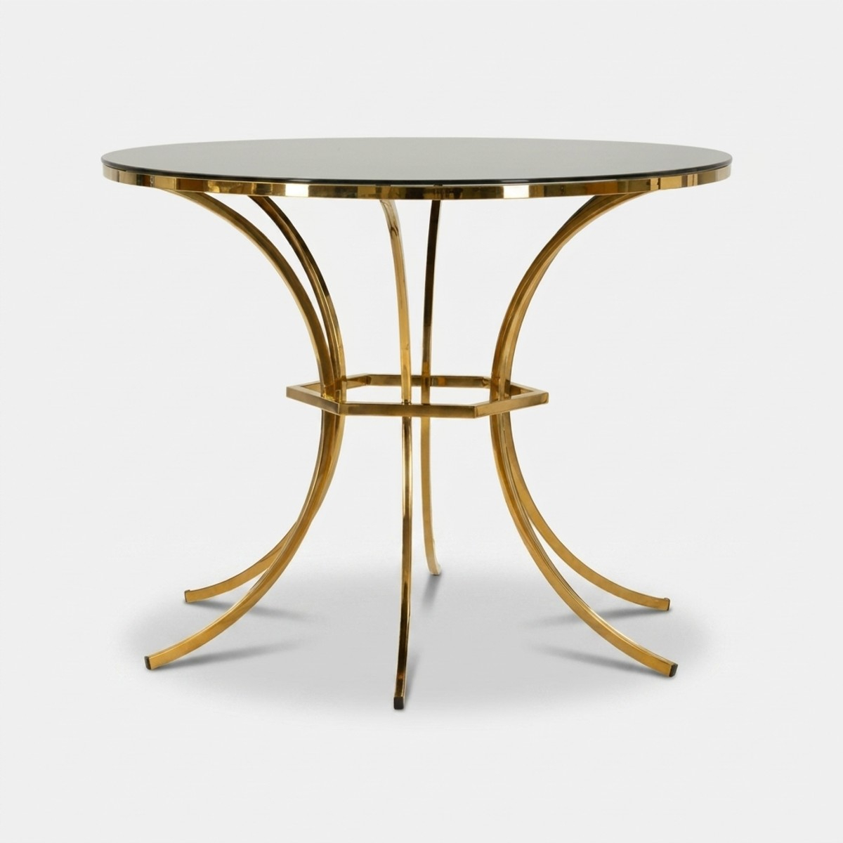 Mesa de comedor redonda de vidrio y metal Shanty