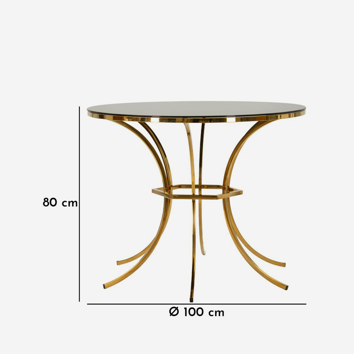 Table à manger ronde en verre et métal Shanty