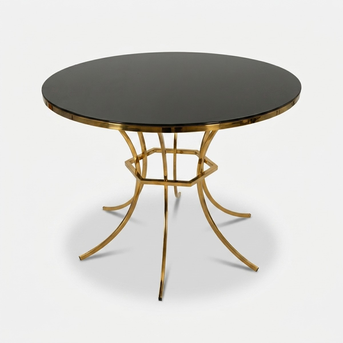 Mesa de comedor redonda de vidrio y metal Shanty