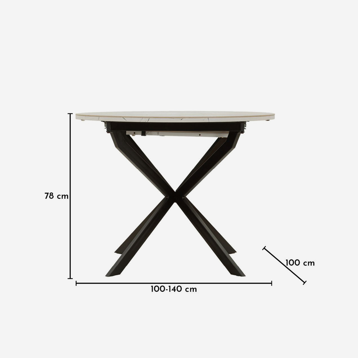 Mesa de comedor extensible de cerámica y metal Martin