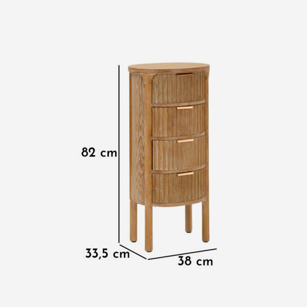 Cómoda estrecha de madera con 4 cajones Goteborg