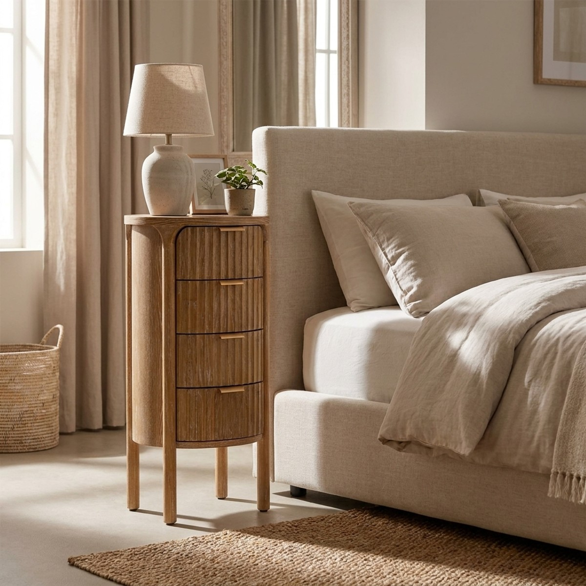 Cómoda estrecha de madera con 4 cajones Goteborg