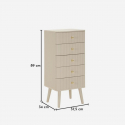 Cómoda estrecha de madera con 5 cajones Shy