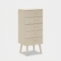 Cómoda estrecha de madera con 5 cajones Shy
