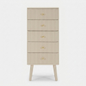Cómoda estrecha de madera con 5 cajones Shy