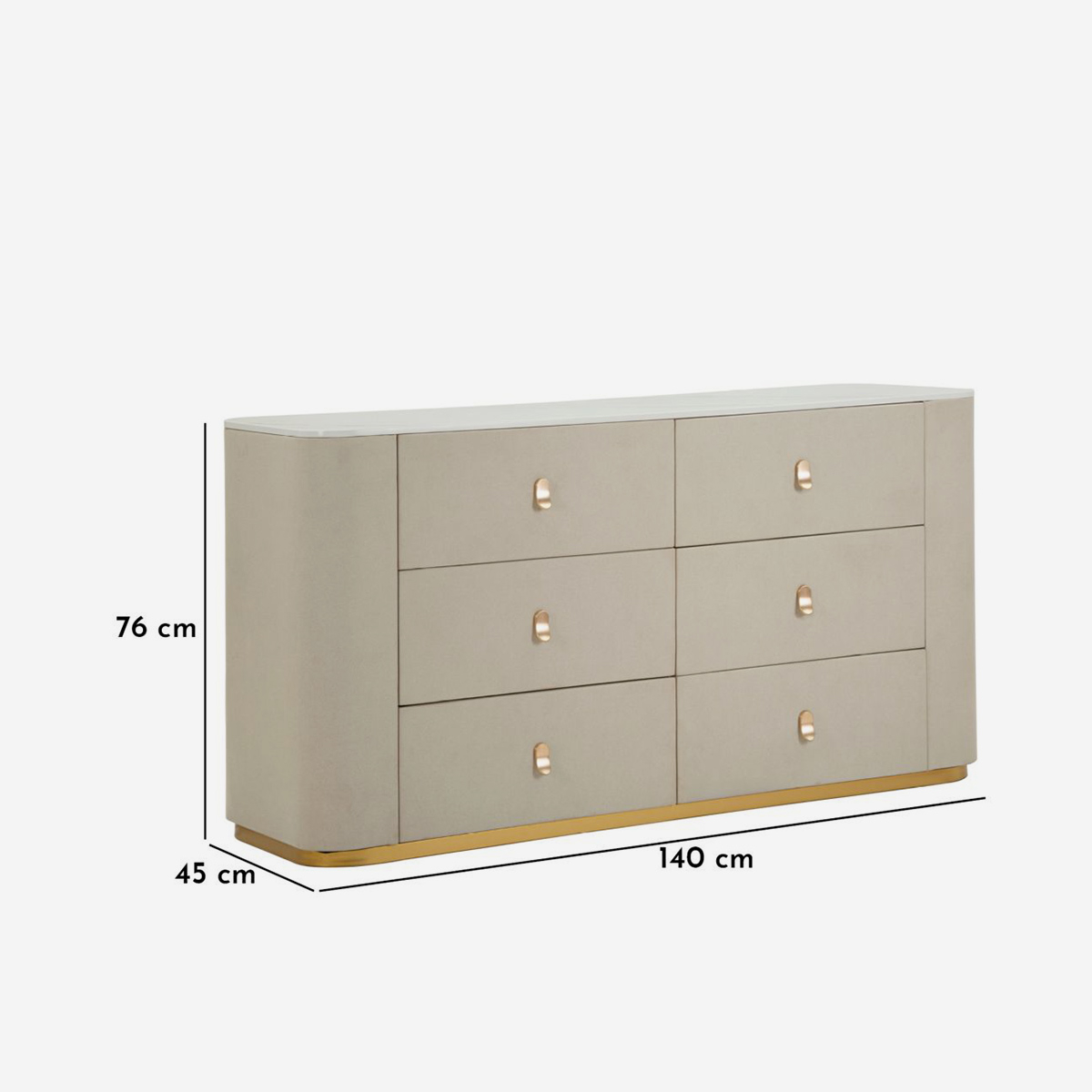 Kommode mit 6 Schubladen in Lederoptik Beauty