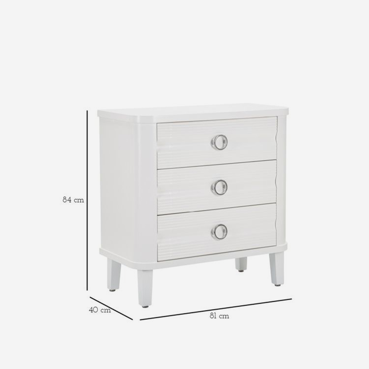 Cómoda de 3 cajones en madera y metal Shine