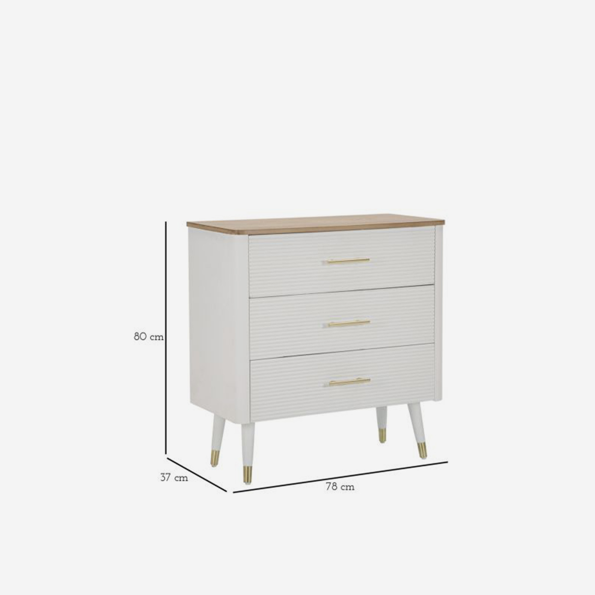 Cómoda de 3 cajones en madera y metal para dormitorio Matera