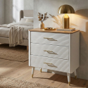 Cómoda de 3 cajones en madera y metal para dormitorio Matera