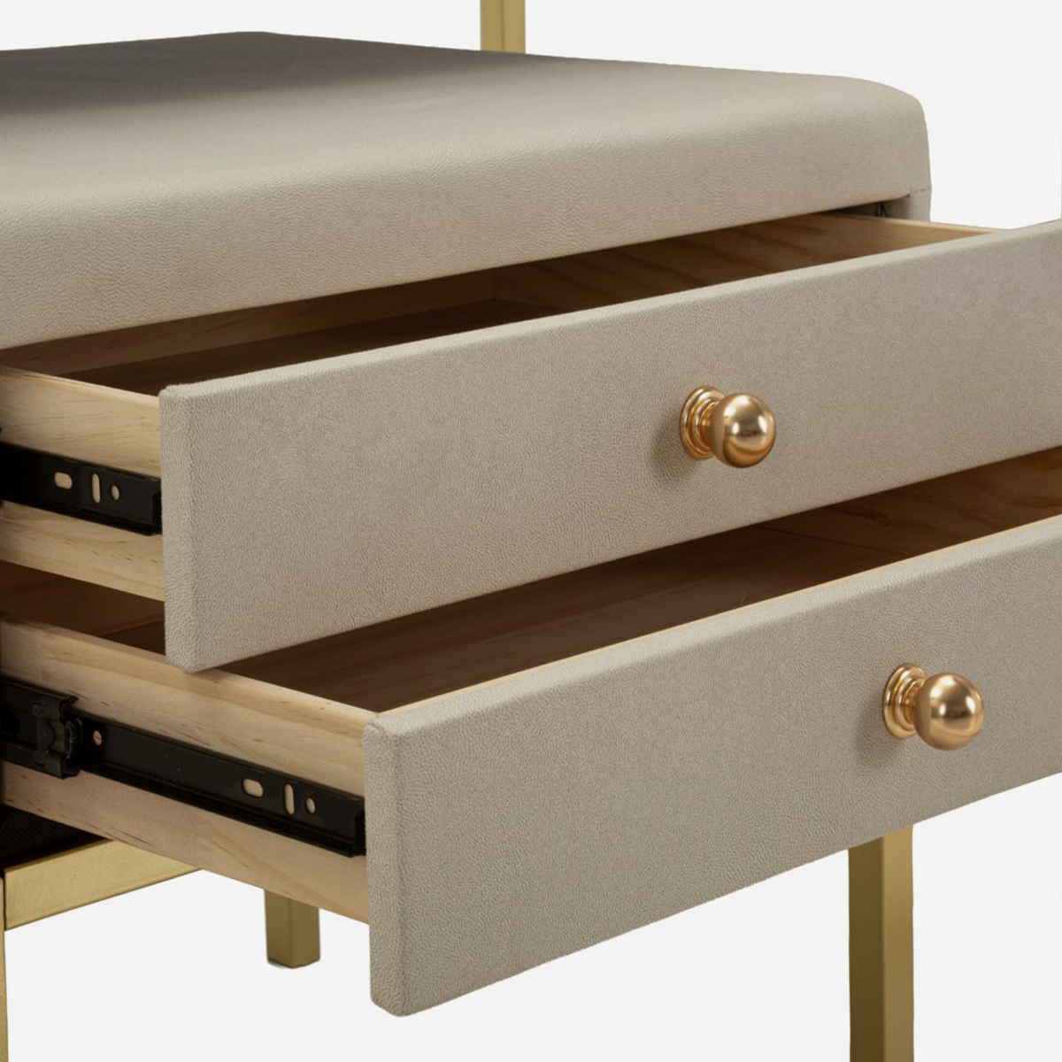 Schminktisch Luxury mit Spiegel und Hocker mit Stauraum