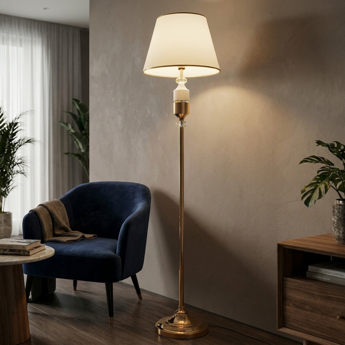 Klassische Stehlampe aus Eisen und Stoff Gipsy