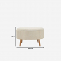 Puf baúl redondo tapizado con patas de madera Goteborg