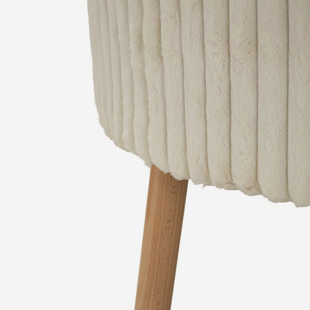 Puf baúl redondo tapizado con patas de madera Goteborg