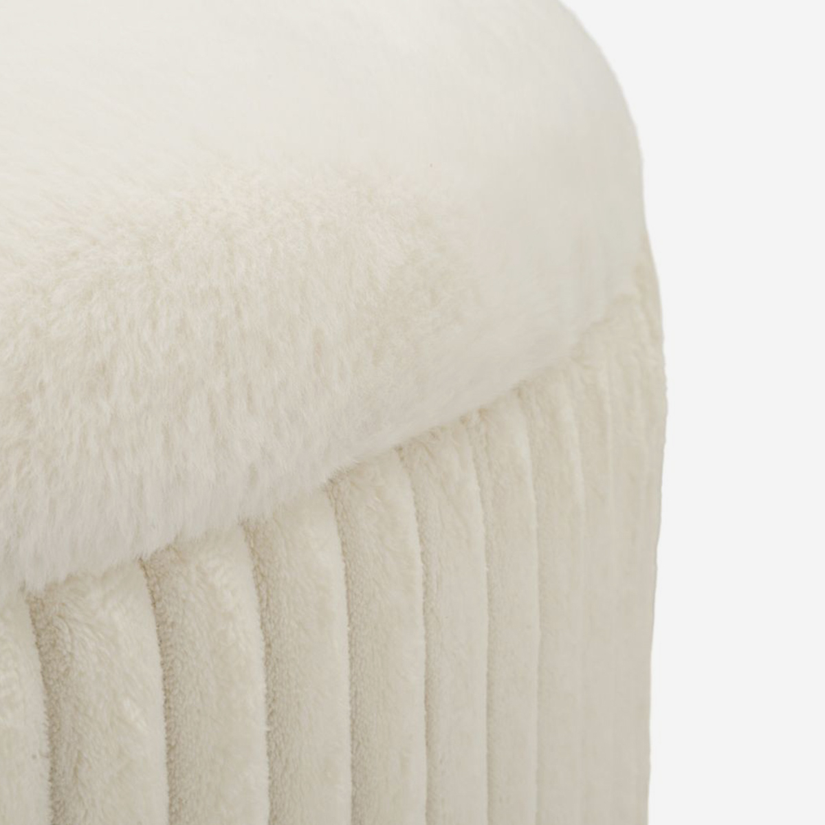 Puf baúl redondo tapizado con patas de madera Goteborg