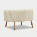 Puf baúl redondo tapizado con patas de madera Goteborg