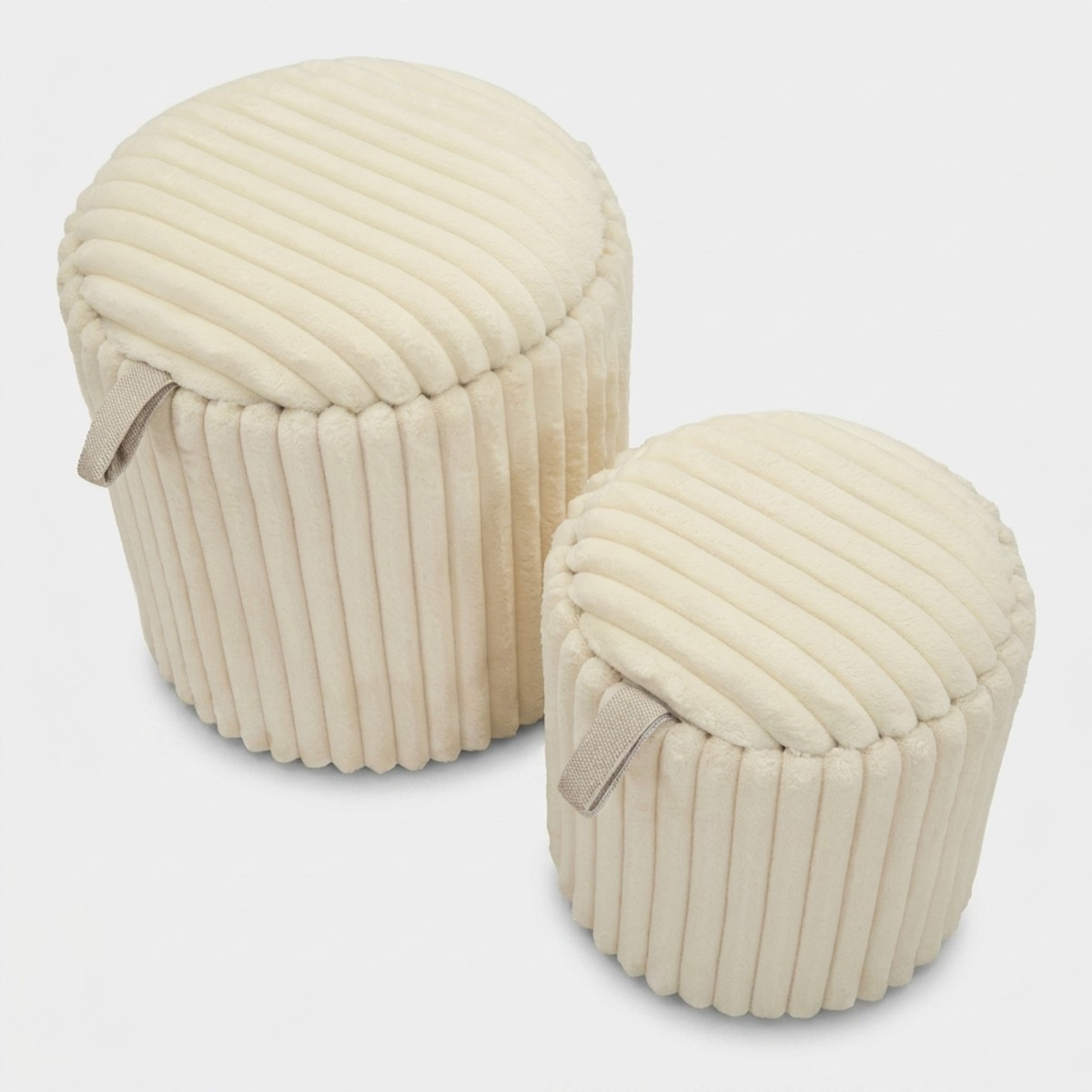 2er-Set runde Sitzhocker mit Stauraum aus Polyester Goteborg